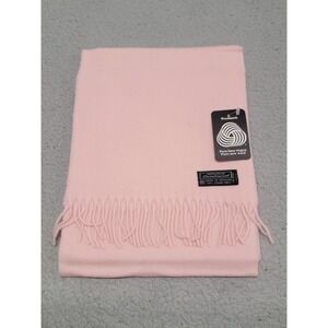 Woolmark Lambswool Scarf Womens 70"x10" Light Pink Pure New Wool‎ Soft Fringe